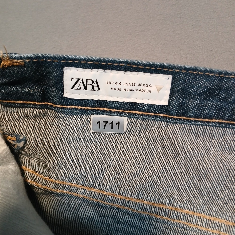 Zara Women's Wonky Crisscross High-Rise Wide-Leg Denim Jeans Blue Size 12 - Picture 13 of 13